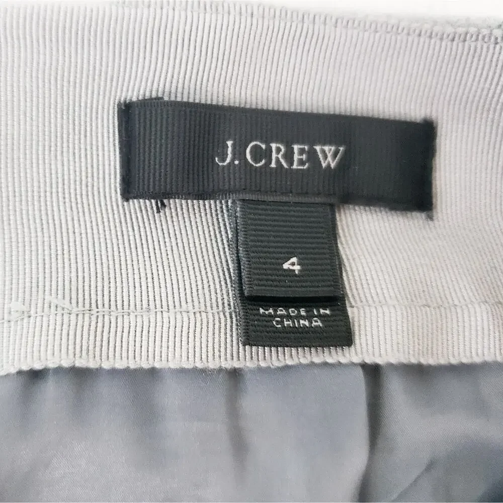J. Crew Scallop Trim Mini Skirt Gray Wool Sz 4, Neutral Twee Preppy Skirt